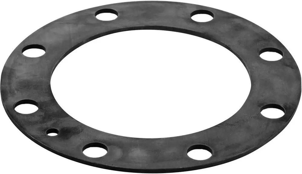 Schwarze Dichtung von Bosch mit runder Form und mehreren Durchlöcherungen im Rand. Geeignet für verschiedene Anwendungen in der Technik.